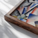 Morning in the Village after Snowstorm 1912 Kazimir Malevich close up dark wood mockup