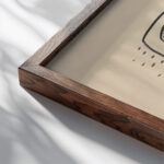 Mother Mother with a Child and a Flower 1937 Mikulas Galanda close up dark wood mockup