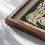 Mother with baby 1925 Mikulas Galanda close up dark wood mockup