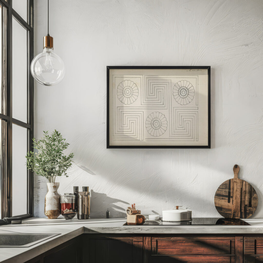 Motief met meander en gestileerde bloemen 1890 Johanna van de Kamer 6 mockup