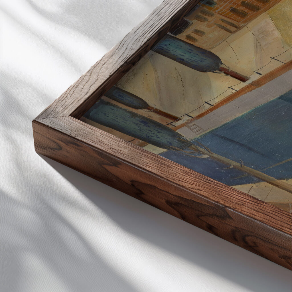 Motiv aus Brugge 1926 Emanuel Schottli close up dark wood mockup
