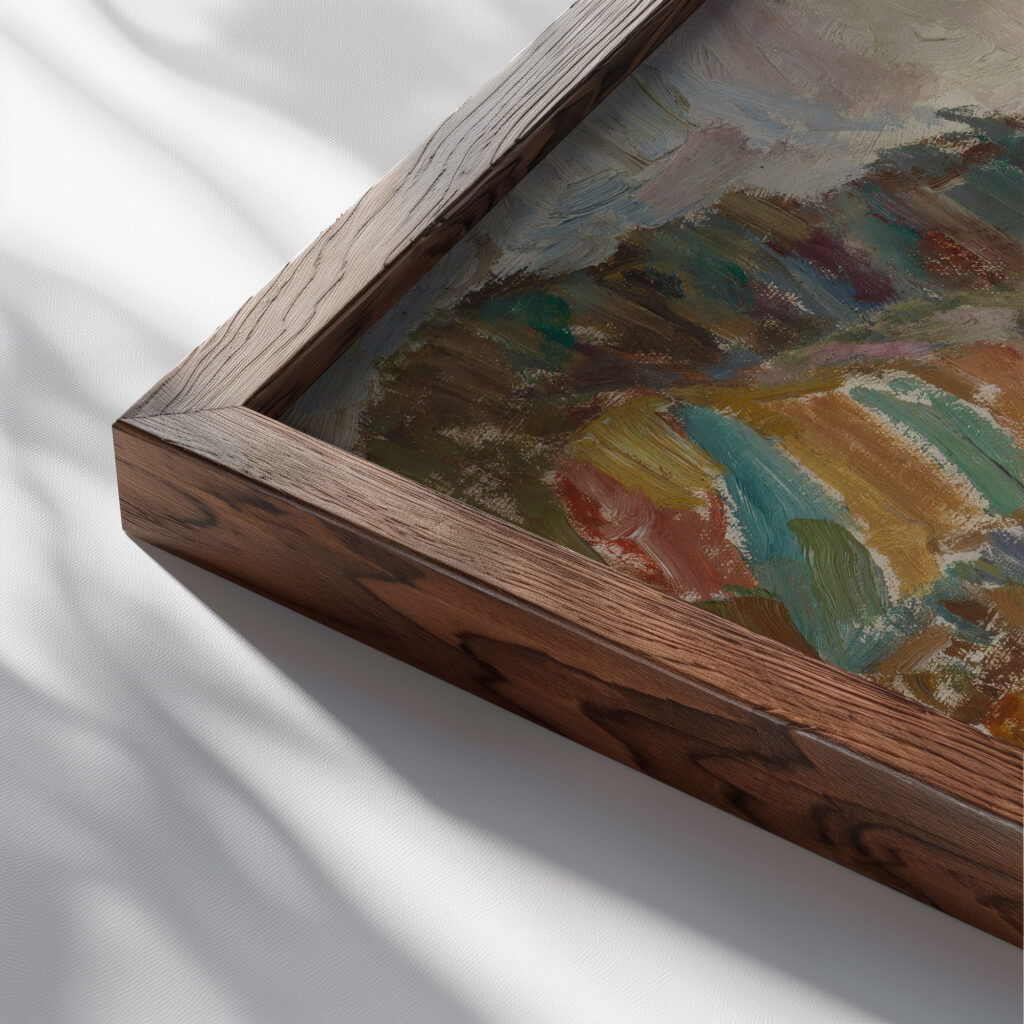 Mountain Village 1937 Sasza Blonder close up dark wood mockup