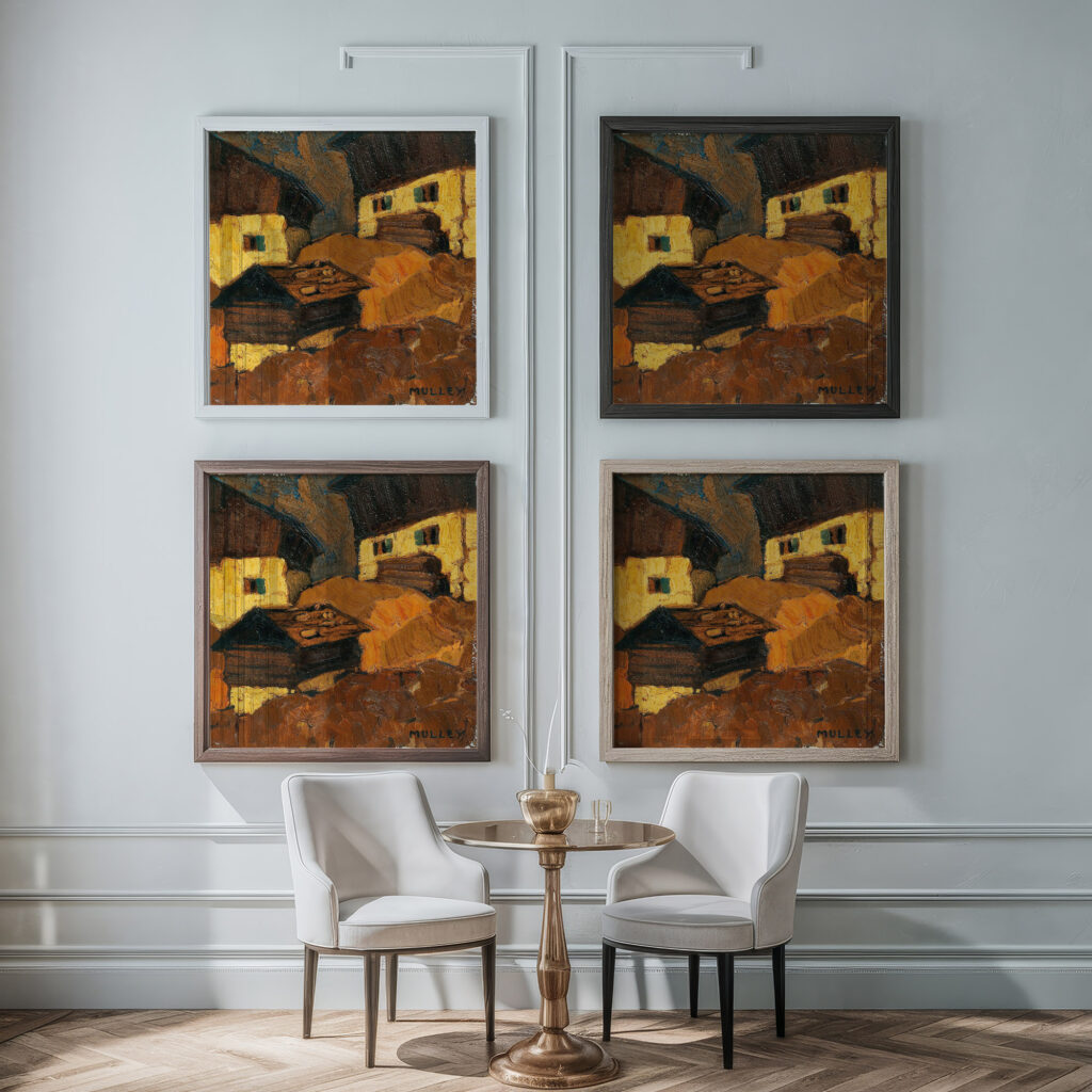 Mountain farm c. 1920 Oskar Mulley framed posters mockup