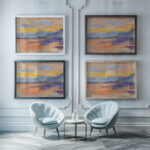 Mountain landscape in the evening sky Maria Wiik framed posters mockup