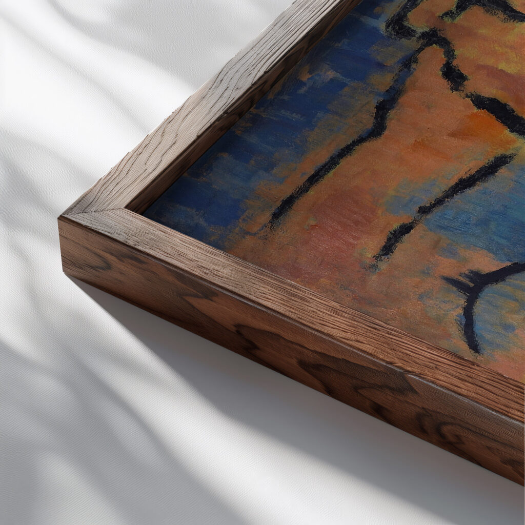 Mountain near Metzinger 1925 Johann Walter Kurau close up dark wood mockup