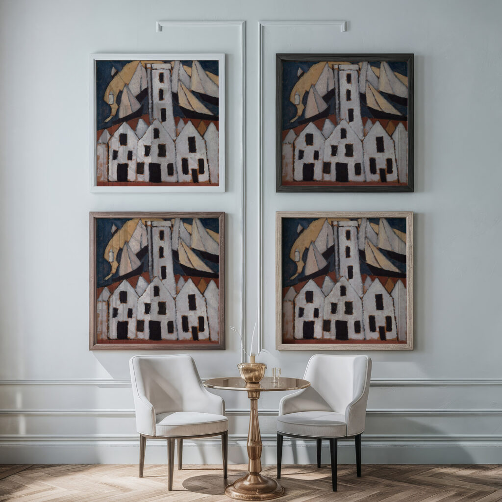 Movement No. 5 Provincetown Houses 1916 Marsden Hartley framed posters mockup