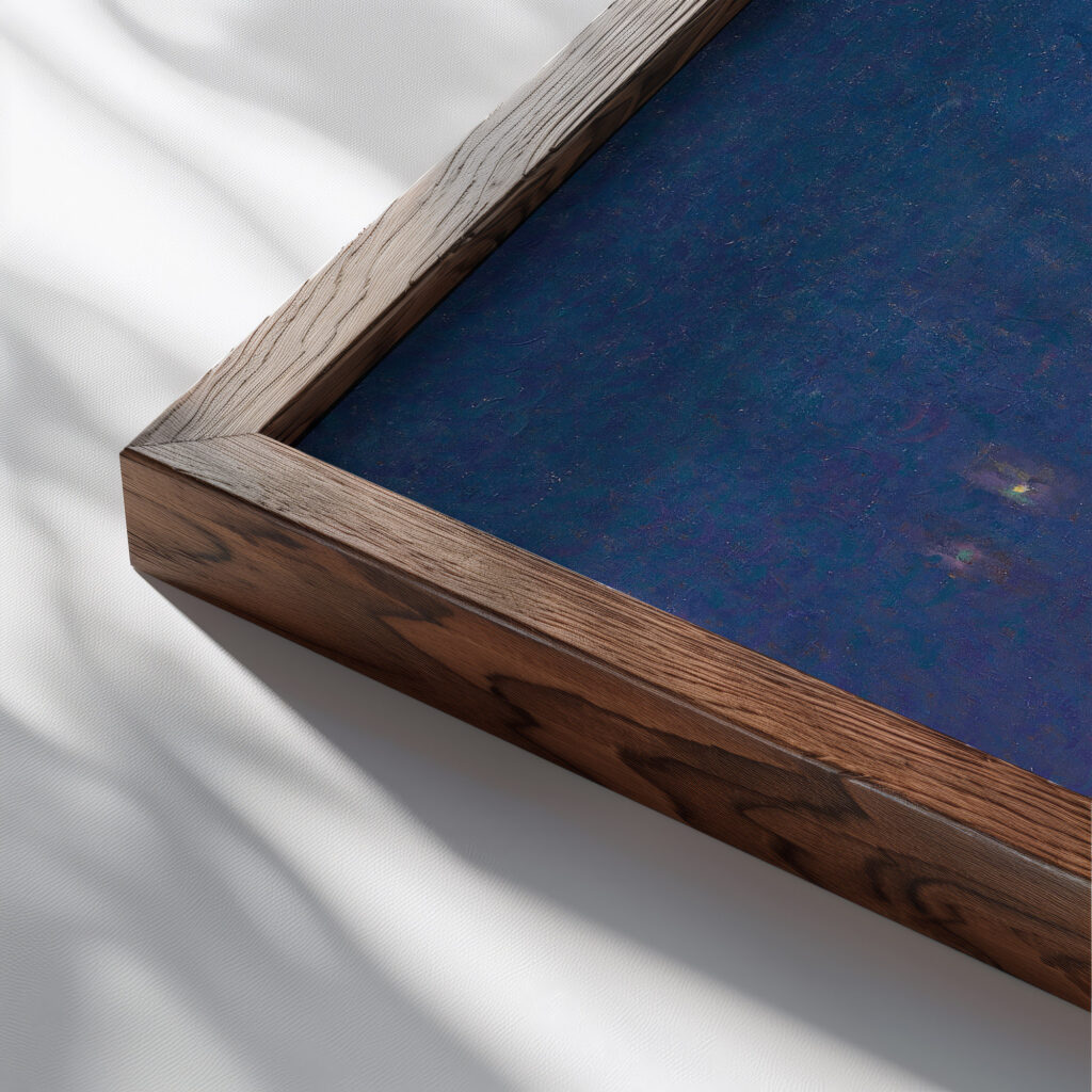 Munchen bei Nacht Marienplatz 1907 Charles Johann Palmie close up dark wood mockup