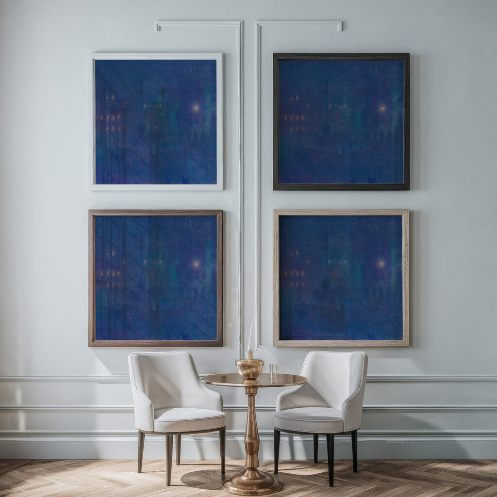 Munchen bei Nacht Marienplatz 1907 Charles Johann Palmie framed posters mockup