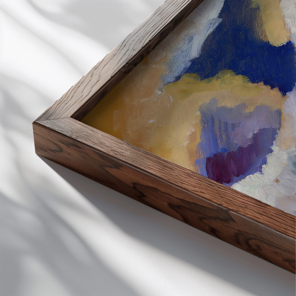 Murnau with church I 1910 Wassily Kandinsky close up dark wood mockup