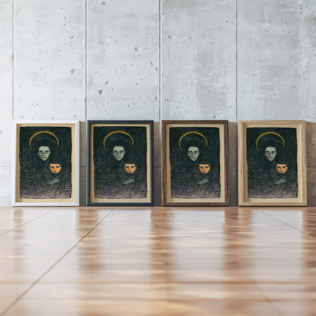 Mutter around 1922 Karl Wiener framed posters mockup