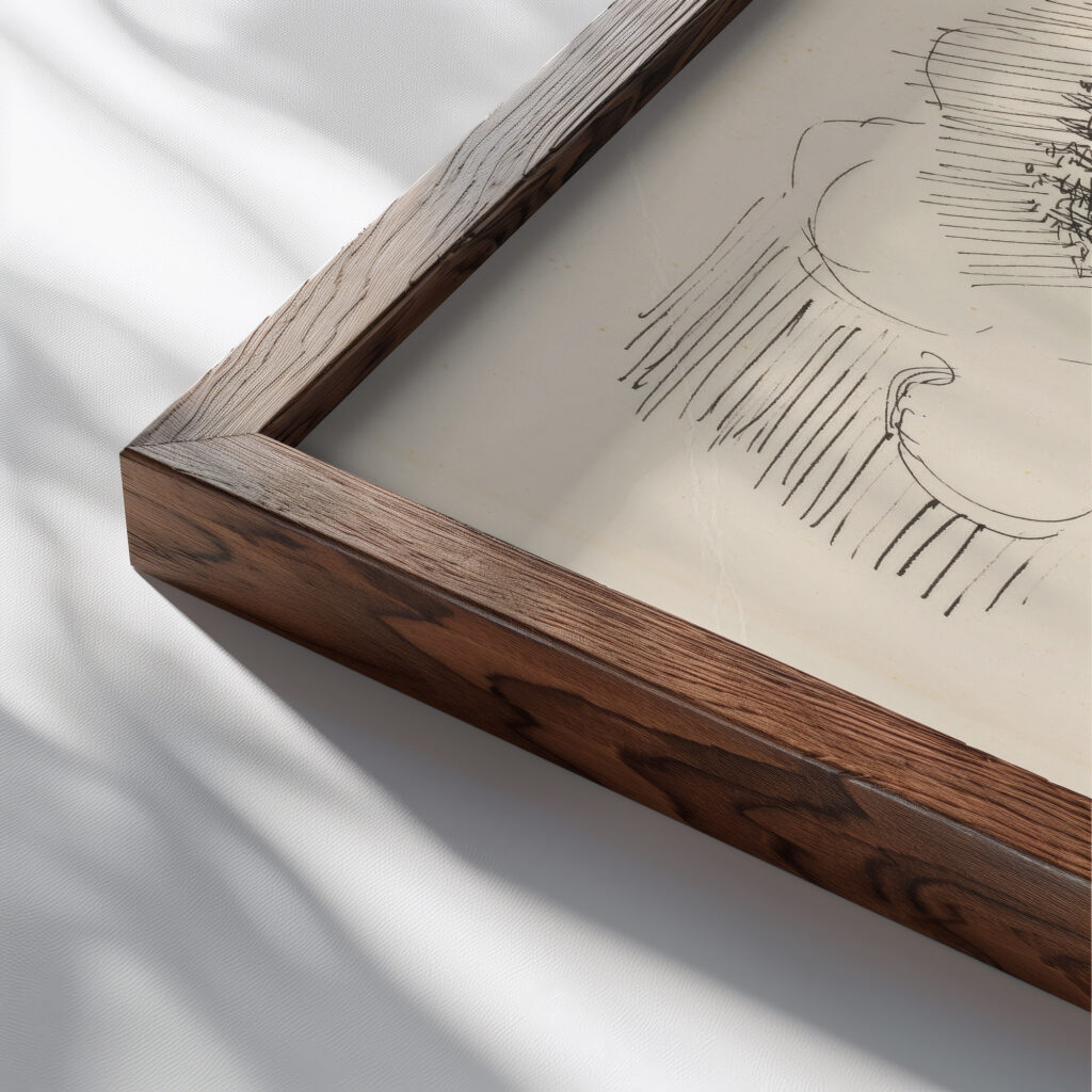 Muz za dedinou 1935 Arnold Peter Weisz Kubincan close up dark wood mockup