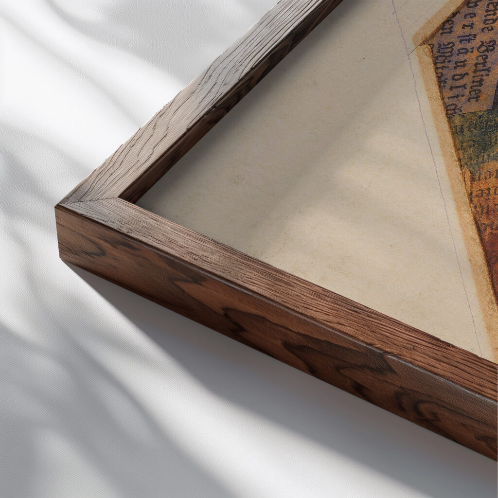 Mz 58 Worte ‘der 1920 Kurt Schwitters close up dark wood mockup