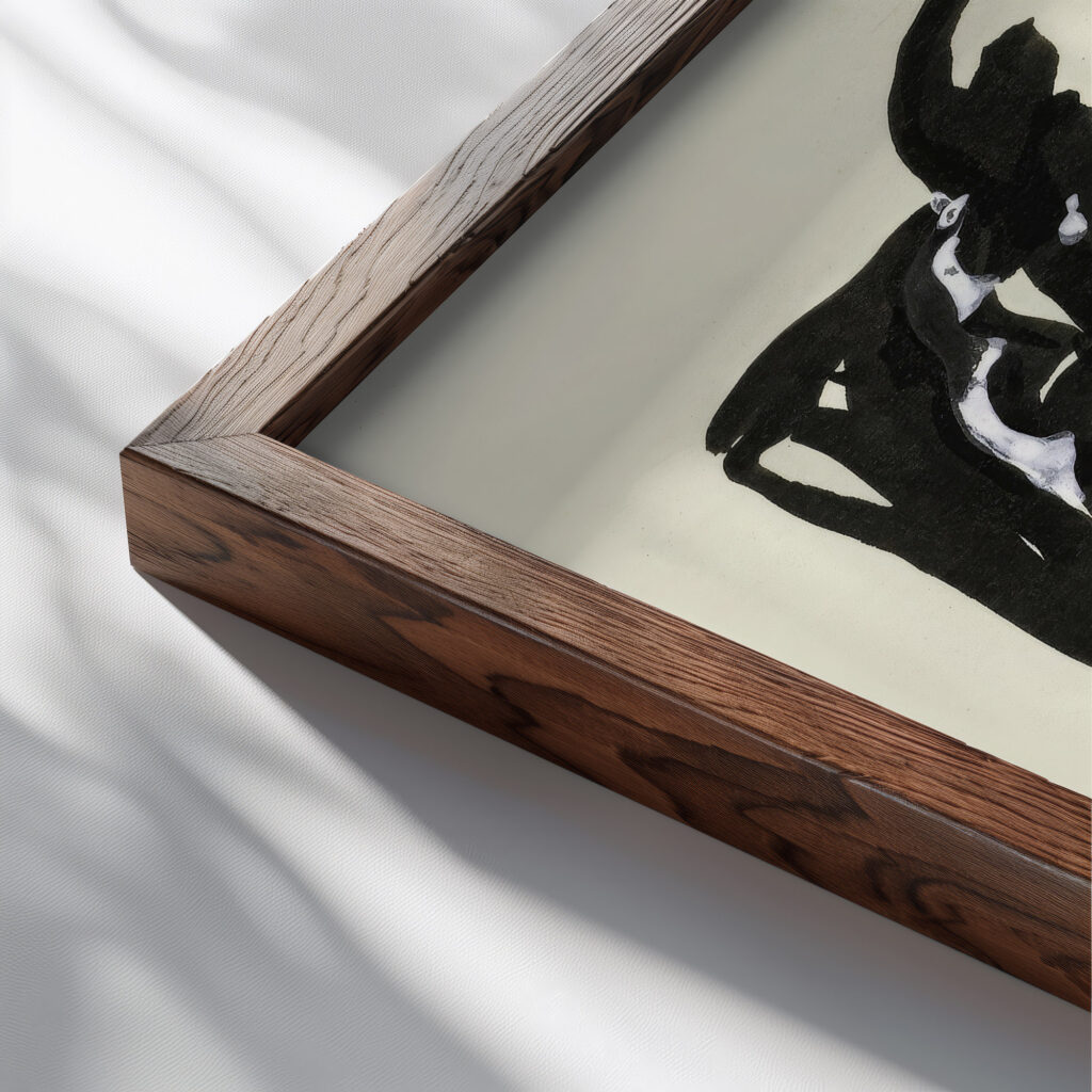 Naakte zittende vrouw met opgetrokken knieen schets in or before 1936 Leo Gestel close up dark wood mockup