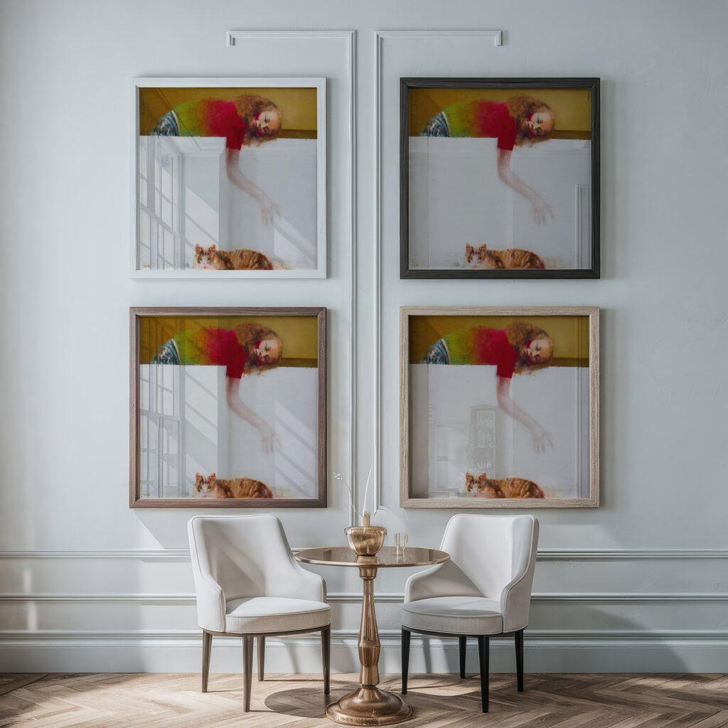 Naine kassiga 1979 Tiit Paasuke framed posters mockup