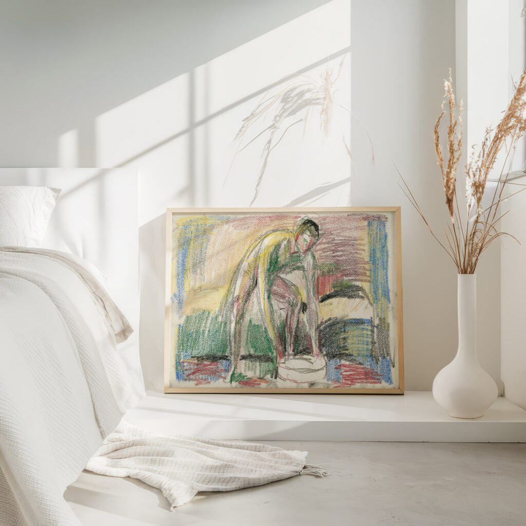 Naken mann vasker fottene Ca. 1925 Edvard Munch 4 mockup