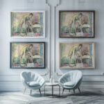 Naken mann vasker fottene Ca. 1925 Edvard Munch framed posters mockup