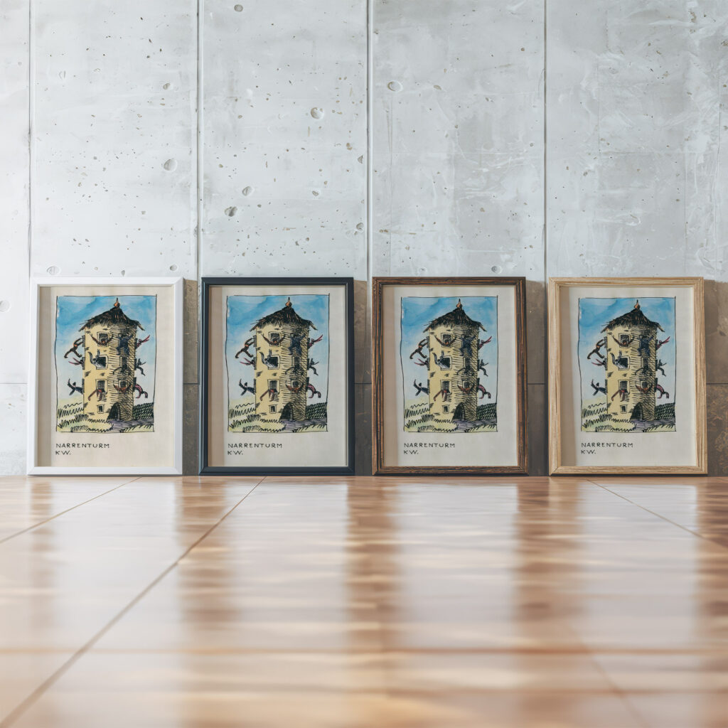 Narrenturm around 1921 Karl Wiener framed posters mockup