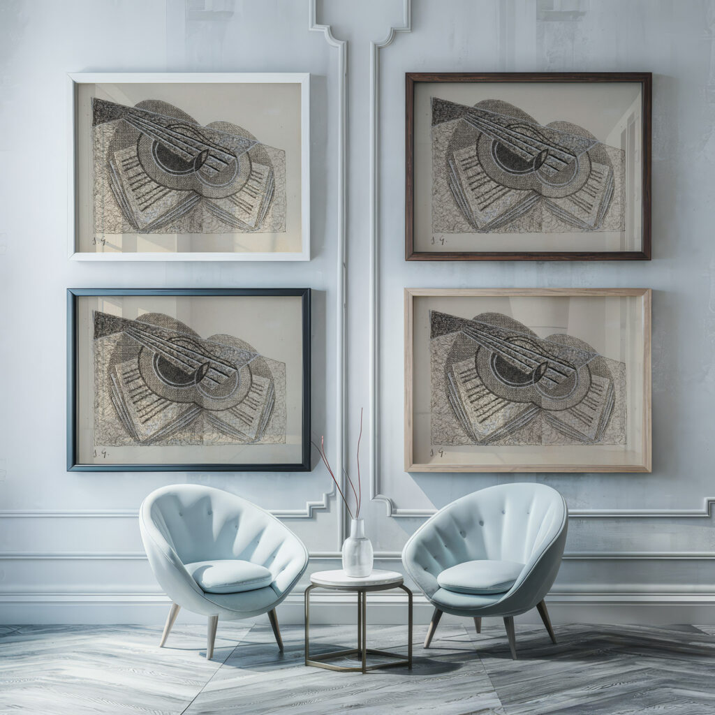 Nature Morte A La Guitare Et Un Livre De Musique 1923 Juan Gris framed posters mockup