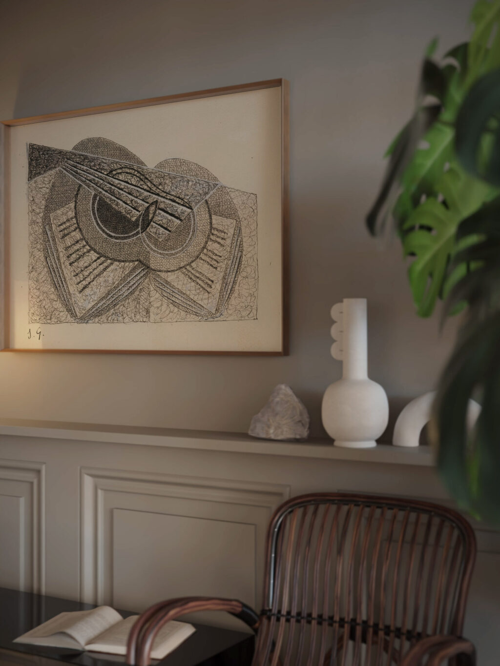 Nature Morte A La Guitare Et Un Livre De Musique 1923 Juan Gris video mockup