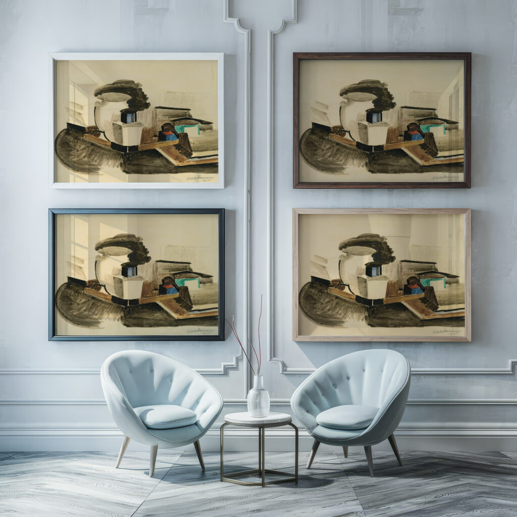 Nature Morte A La Pipe 1913 Roger de La Fresnaye framed posters mockup