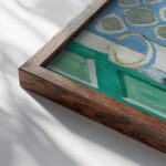 Nature Morte Au Journal circa 1925 Louis Marcoussis close up dark wood mockup