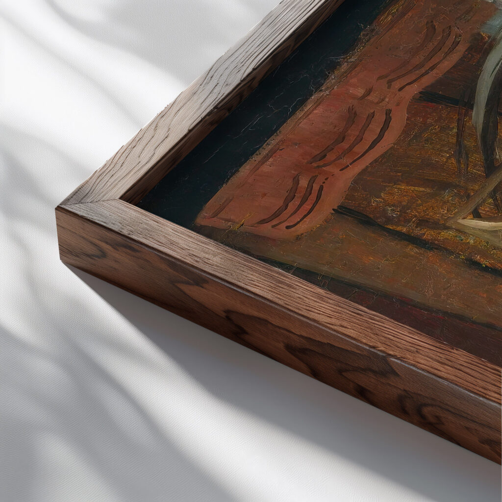 Nature Morte Au Menu Et Au Siphon circa 1920 Louis Marcoussis close up dark wood mockup