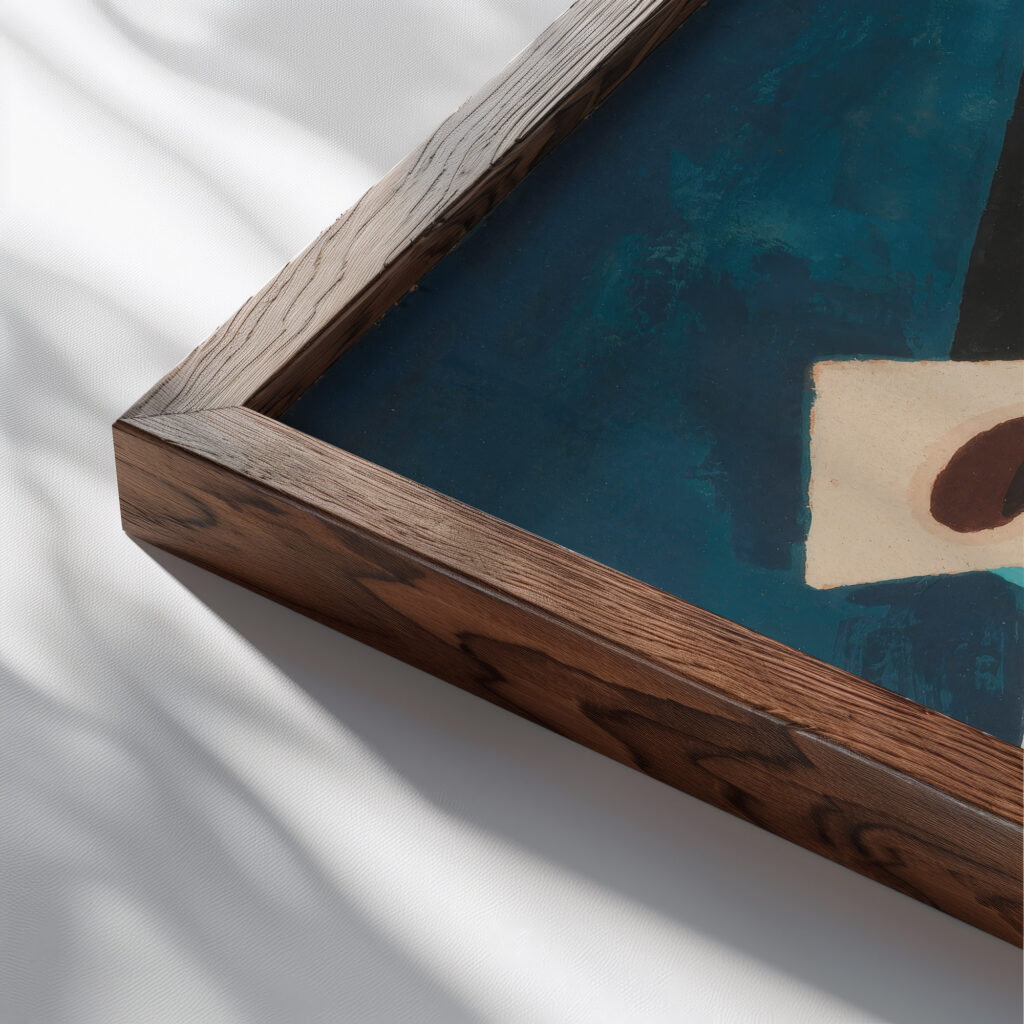 Nature Morte Aux Grenades Et Couteau Sur Un Gueridon circa 1925 Louis Marcoussis close up dark wood mockup