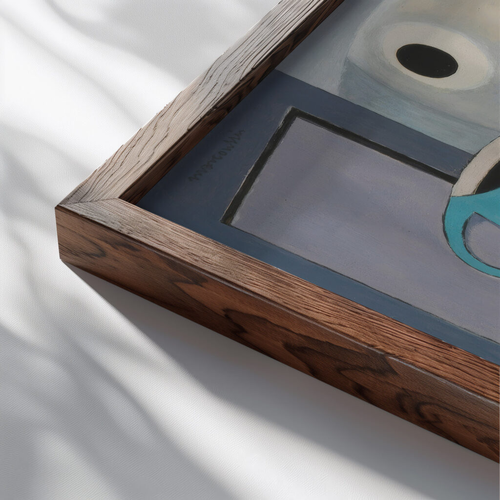 Nature Morte Aux Poissons Or Hyeres Ii circa 1928 Louis Marcoussis close up dark wood mockup