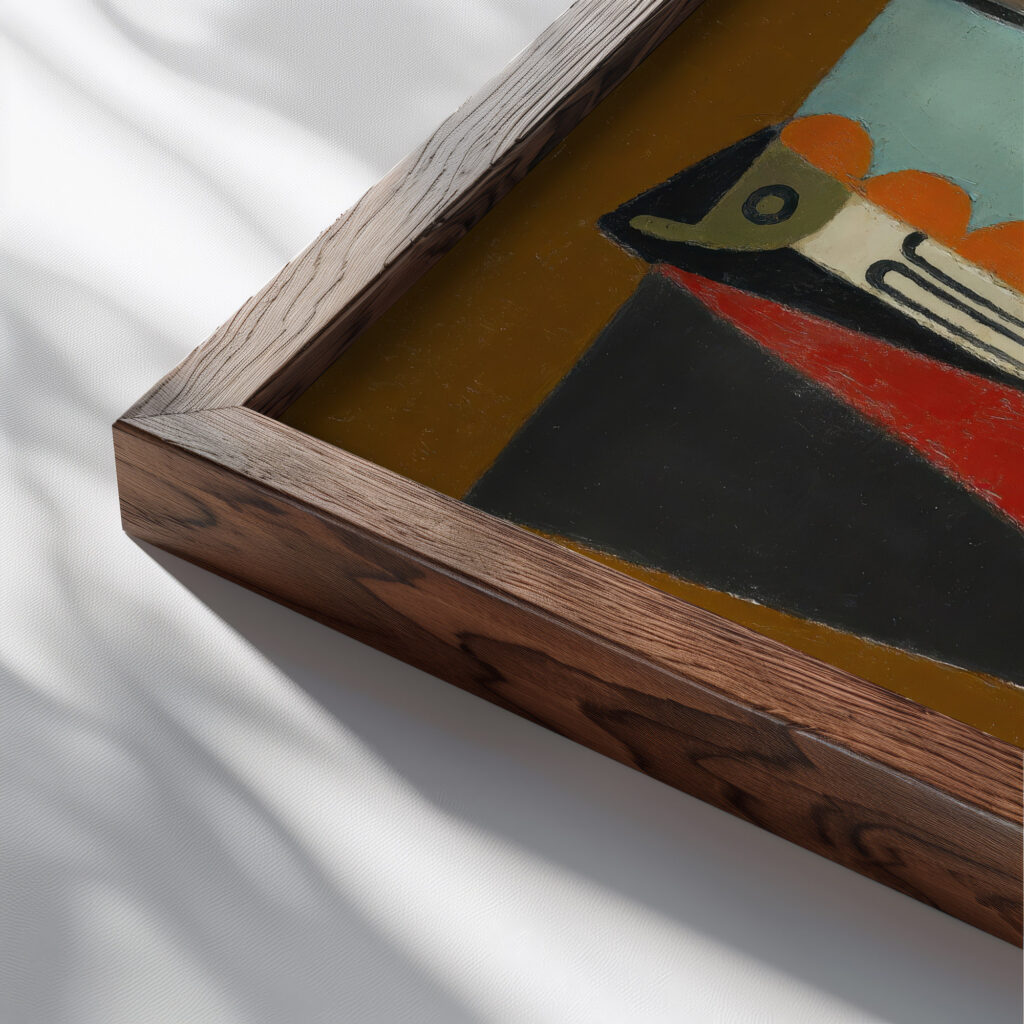 Nature Morte Cubiste 1917 Maria Blanchard close up dark wood mockup