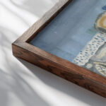 Nature morte au verre et a la poire 1920 Louis Marcoussis close up dark wood mockup