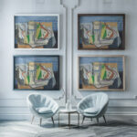 Nature morte au verre et a la poire 1920 Louis Marcoussis framed posters mockup