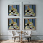 Nature morte aux bouteilles circa 1916 Angel Zarraga framed posters mockup