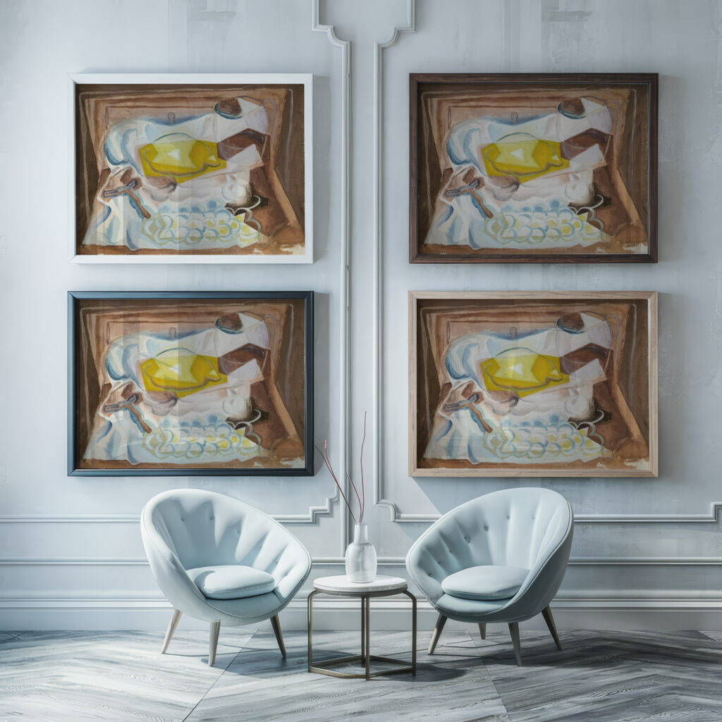 Nature morte circa 1926 Juan Gris framed posters mockup