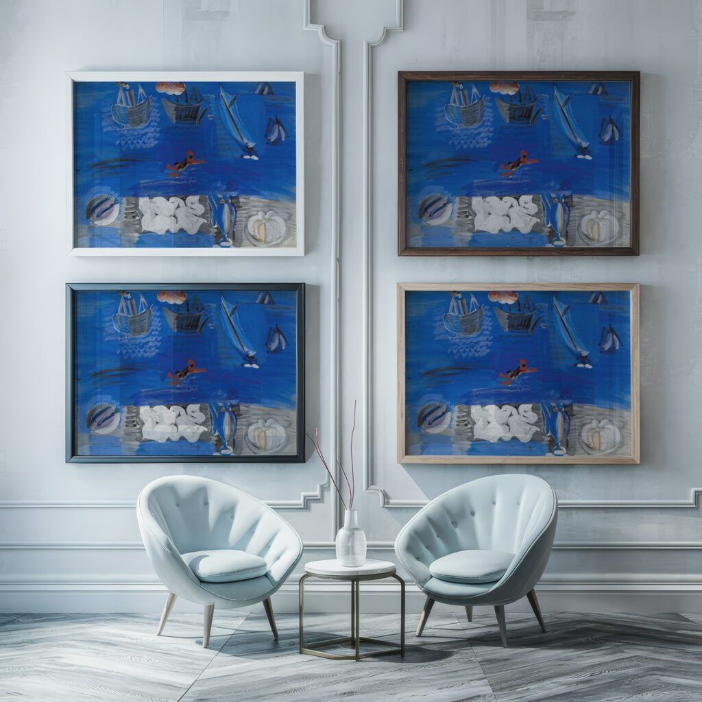 Nature morte et bateaux circa 1923 Raoul Dufy framed posters mockup