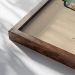 Navrh na sklenene okno 1940–1944 Jan Novak close up dark wood mockup