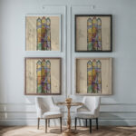 Navrh na sklenene okno 1940–1944 Jan Novak framed posters mockup