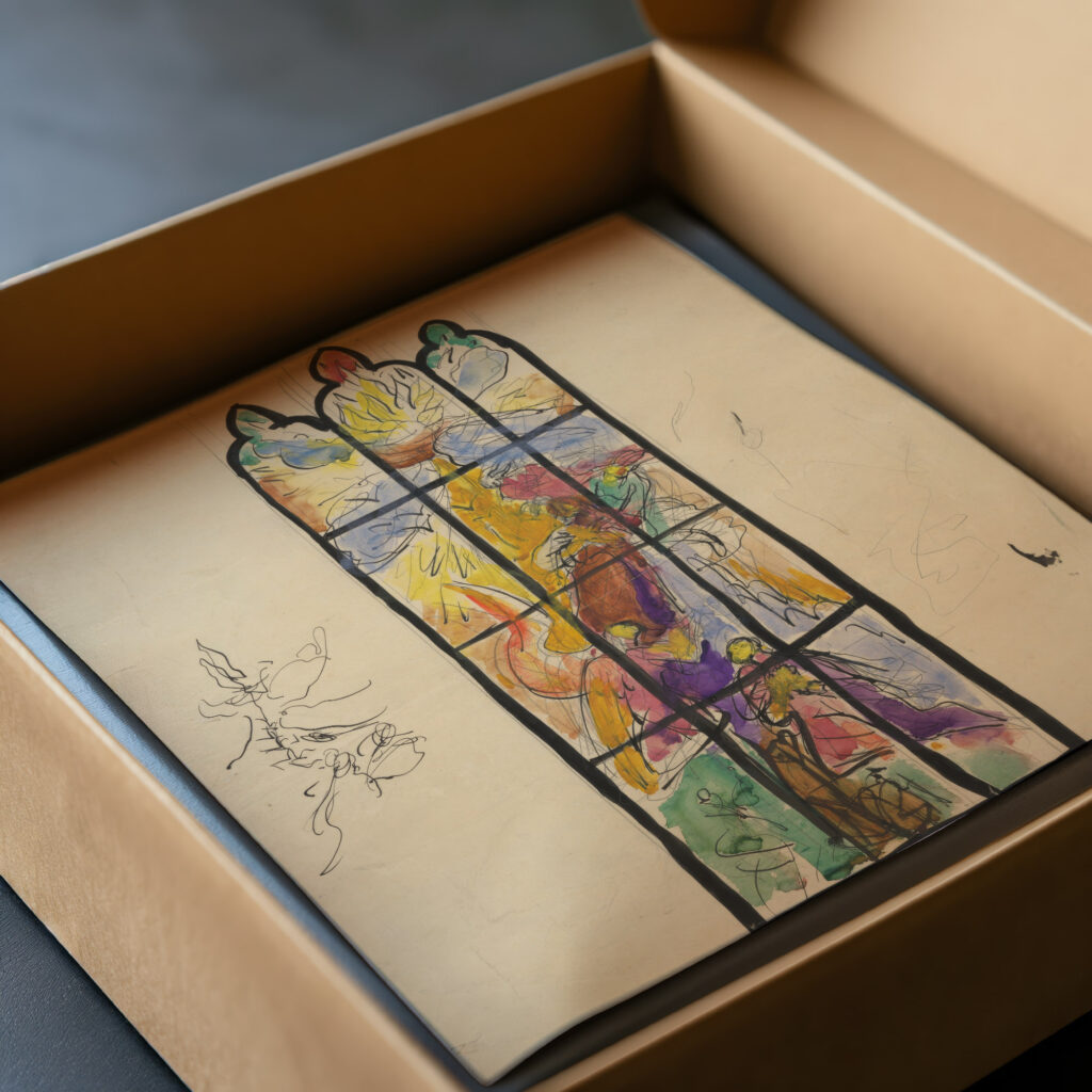 Navrh na sklenene okno 1940–1944 Jan Novak video mockup