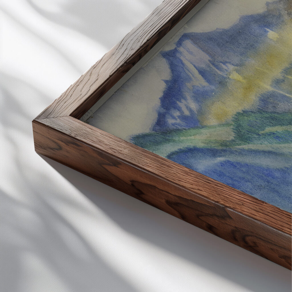 Near Clarens on Lake Geneva 1924 Ernst Lincker close up dark wood mockup
