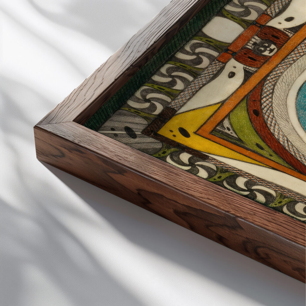NetzSchlange vom WiliWaldSkt. AdolfThurmHoofRingUhrwald in Amerika 1921 Adolf Wolfli close up dark wood mockup