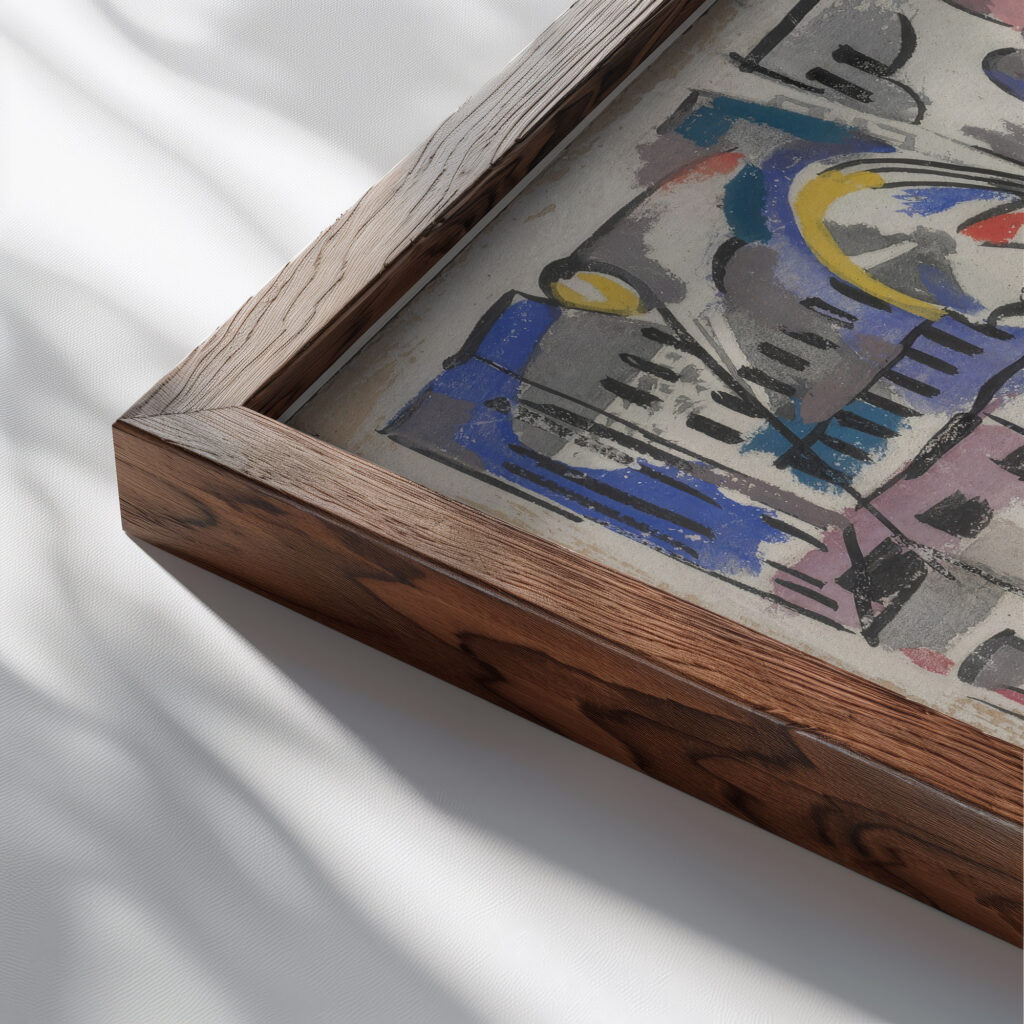 New York City Birds Eye View 1920 Joaquin Torres Garcia close up dark wood mockup