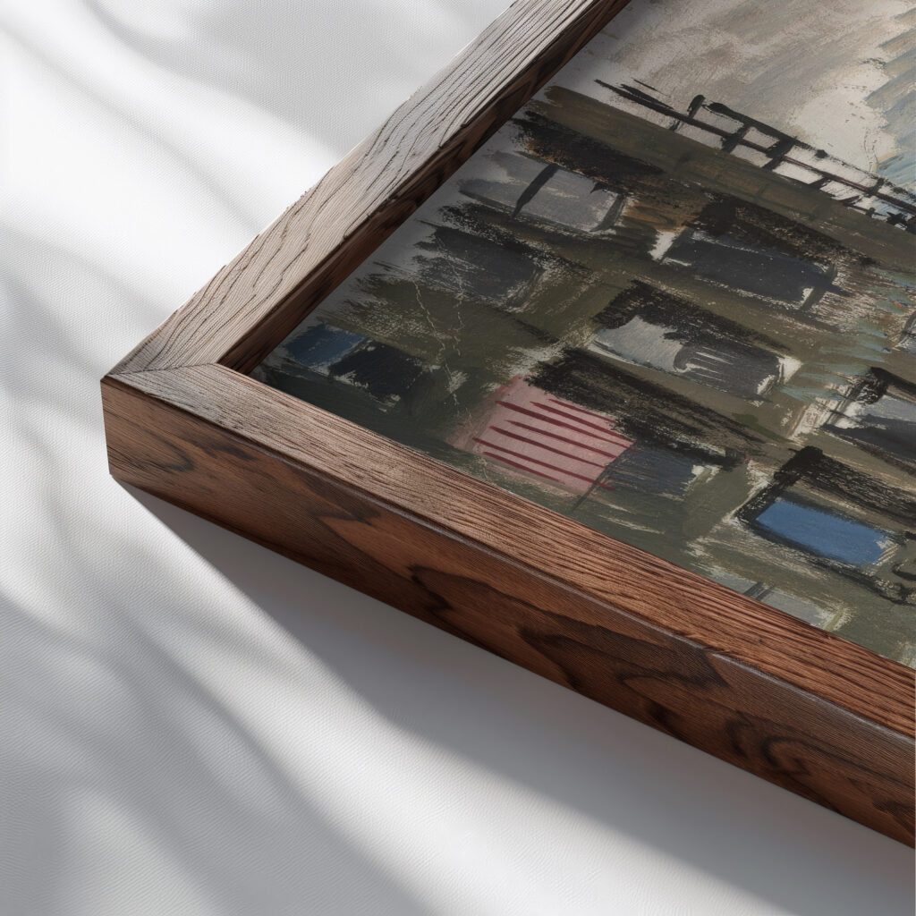 New York Docks 1920 Joaquin Torres Garcia close up dark wood mockup
