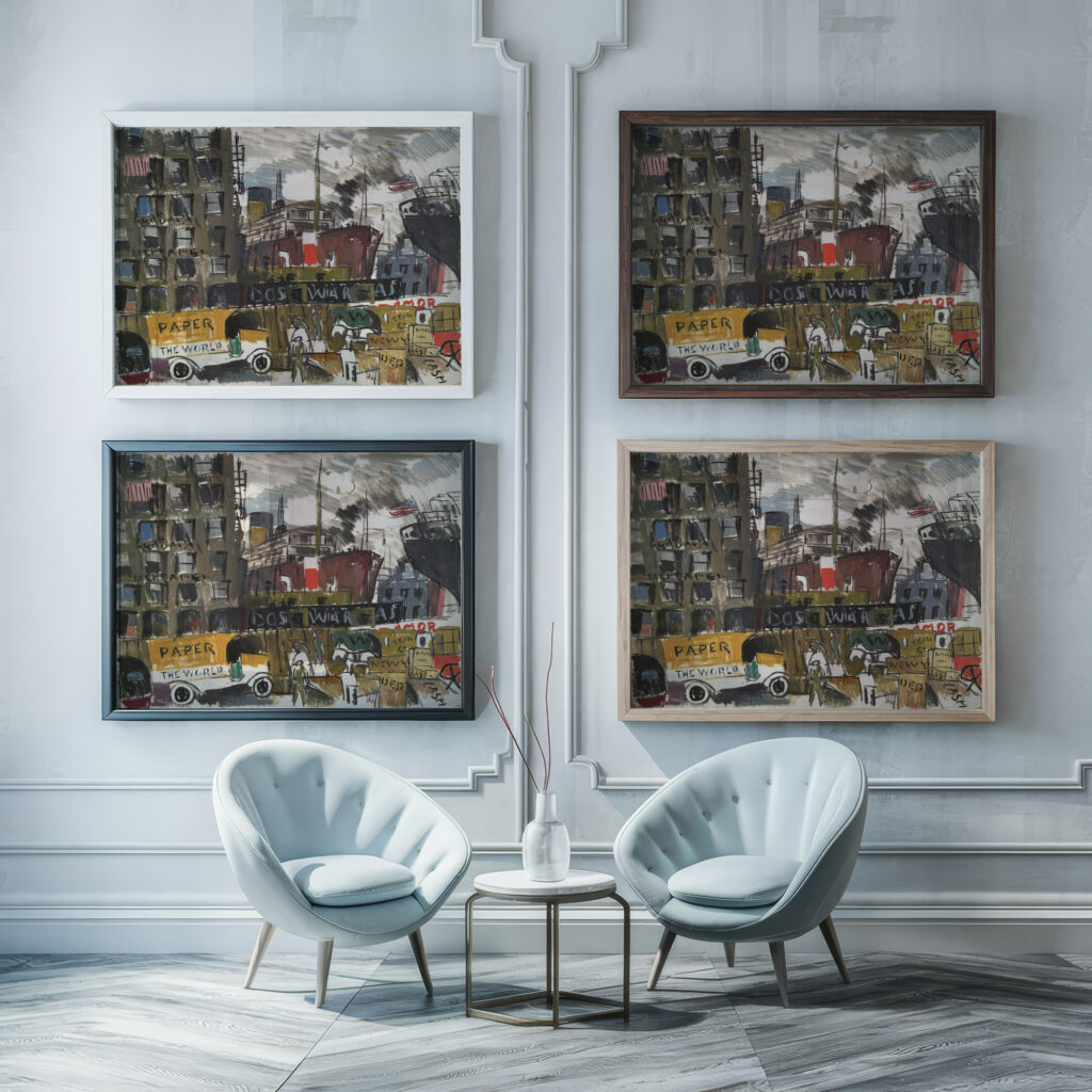 New York Docks 1920 Joaquin Torres Garcia framed posters mockup