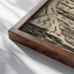 New York Skyscrapers 1910 Abraham Walkowitz close up dark wood mockup