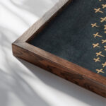 Nie wieder Krieg around 1928 Karl Wiener close up dark wood mockup