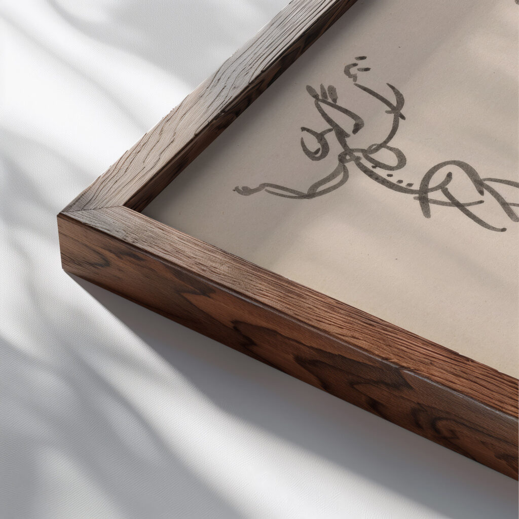 Nine Dancing Figures in Three Registers 1910 1915 Henri Gaudier Brzeska close up dark wood mockup