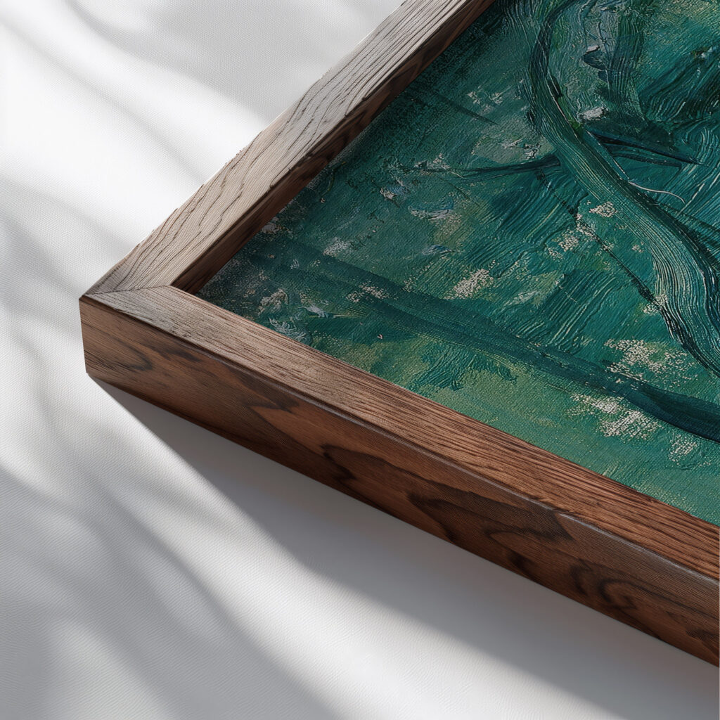Nonne 1930 Wilhelm Thony close up dark wood mockup