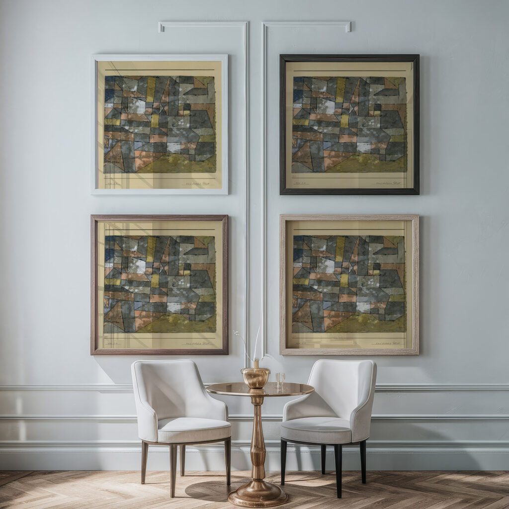 North German 1930 Paul Klee framed posters mockup