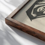 Nude V Nude in the shape of the reversed letter C 1918 Jerzy Hulewicz close up dark wood mockup