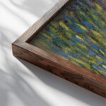 Nude lying female model 1904 Maria Wiik close up dark wood mockup