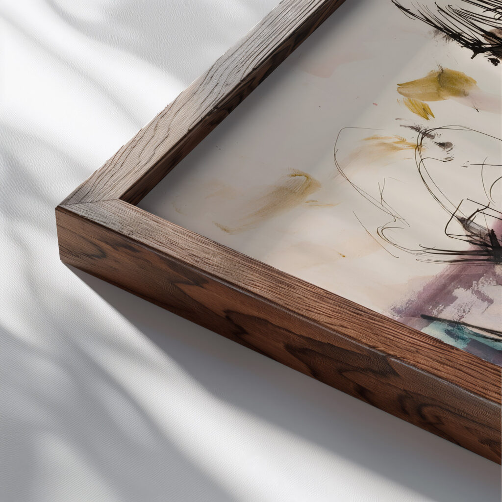 Nuoren naisen kasvot Akseli Gallen Kallela close up dark wood mockup